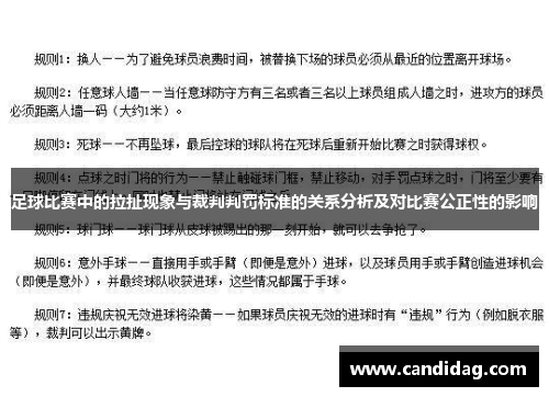 足球比赛中的拉扯现象与裁判判罚标准的关系分析及对比赛公正性的影响